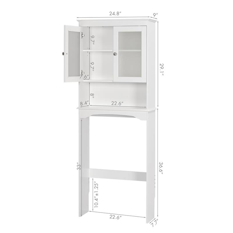 COSTARS Over The Toilet Cabinet for Bathroom Storage, Above Toilet Storage Cabinet with Glass Doors, White
