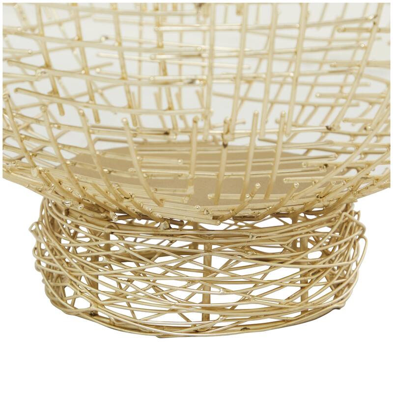 Metal Decorative Bowl with Cross Hatching Patterns - Set of 2 Gold - Roche River Decor