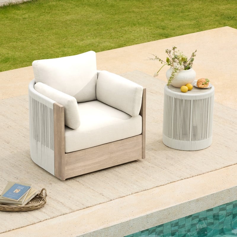 Spruce & Spring Khloe Outdoor Wood Patio Furniture Swivel Chair