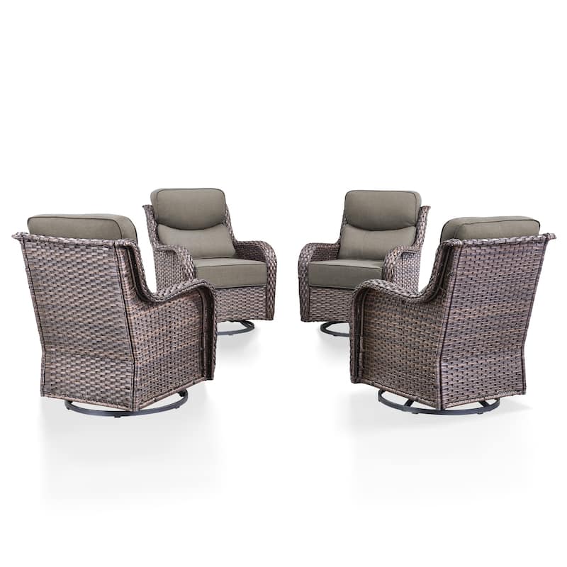 Arcadia Wicker Patio Swivel Glider Chairs with 6-Inch Cushions (4-Pack)