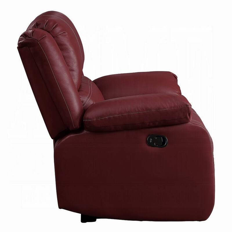 Zuru Motion Manual Rocker Recliner Chair, Plush Dark Red Faux Leather
