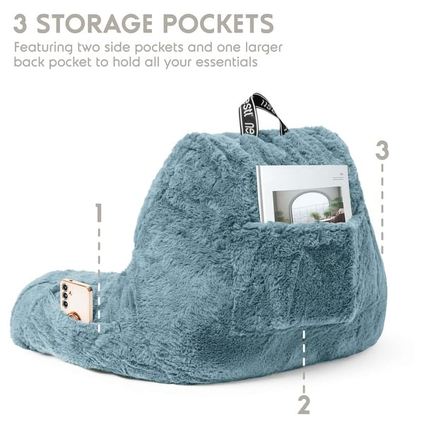 dimension image slide 8 of 25, Empyrean Furs Reading Pillows for Sitting in Bed Adult & Kids, Sit Up Back Support Pillow for Bed Rest