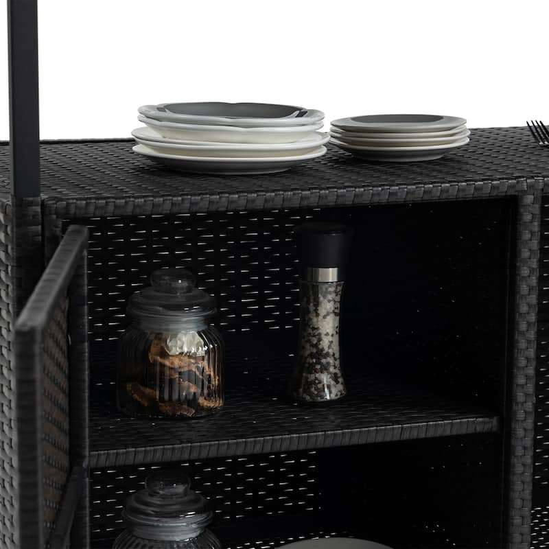 Outdoor Wicker Bar Cart