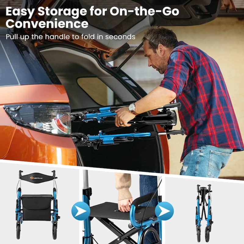 Goplus 2-in-1 Rollator Walker for Seniors with Seat 9" Pneumatic Tires - See Details