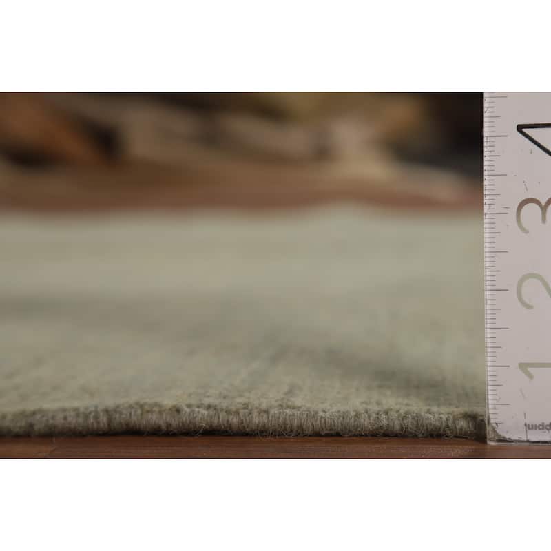 Green Solid Gabbeh Modern Area Rug Hand-Knotted Wool Carpet - 5'2" x 6'2"