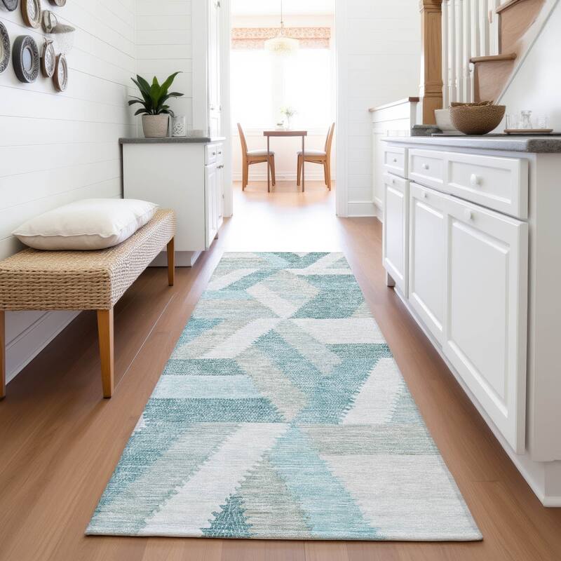 Premium Washable Super Soft Modern Cali Mayfield Rug - Teal - 2'3" x 7'6"