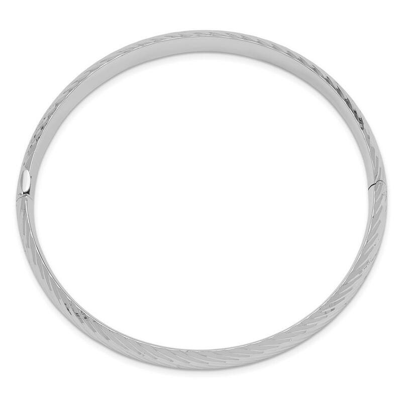 Curata 14k White Gold 5/16 Textured Cuff Stackable Bangle Bracelet
