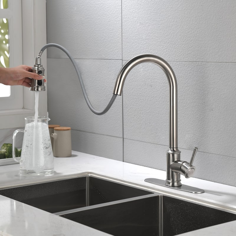 High Arc Stainless Steel Kitchen Faucet with Pull Down Sprayer