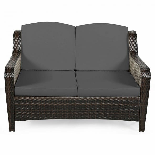 5 Pieces Patio Rattan Sofa Set with Cushion and Ottoman - 51" x 33.5" x 33" (L x W x H)