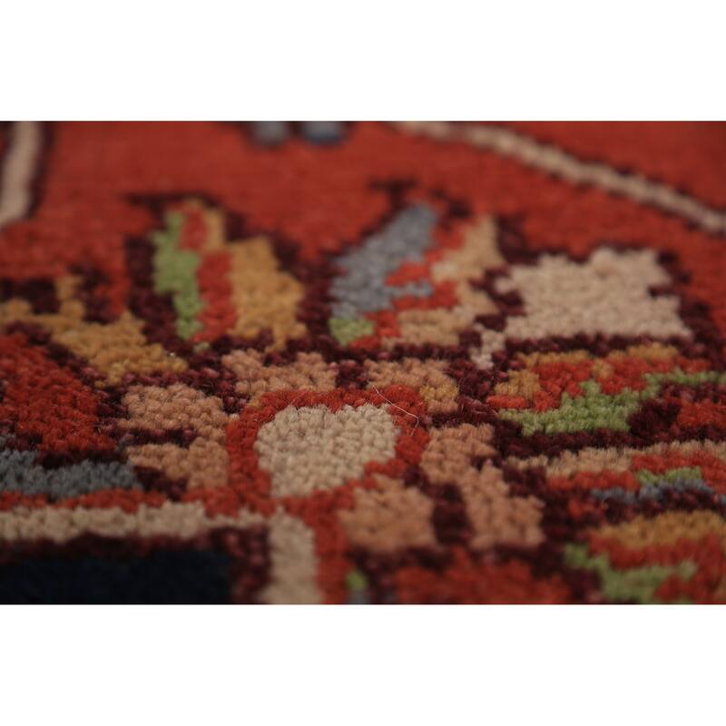 Orange Medallion Heriz Serapi Indian Area Rug Handmade Wool Carpet - 9'0"x 11'11"