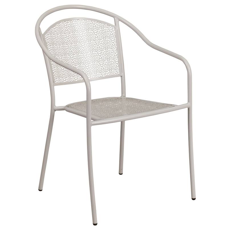 28'' Square Indoor-Outdoor Steel Patio Table Set with 4 Round Back Chairs