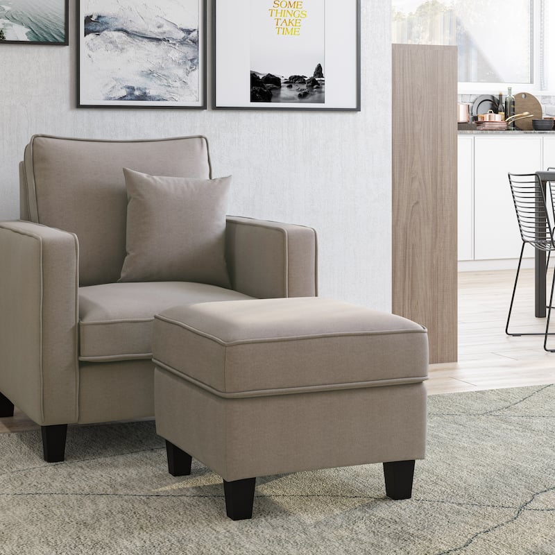 2 Piece Georgia Accent Chair with Ottoman Set - Taupe