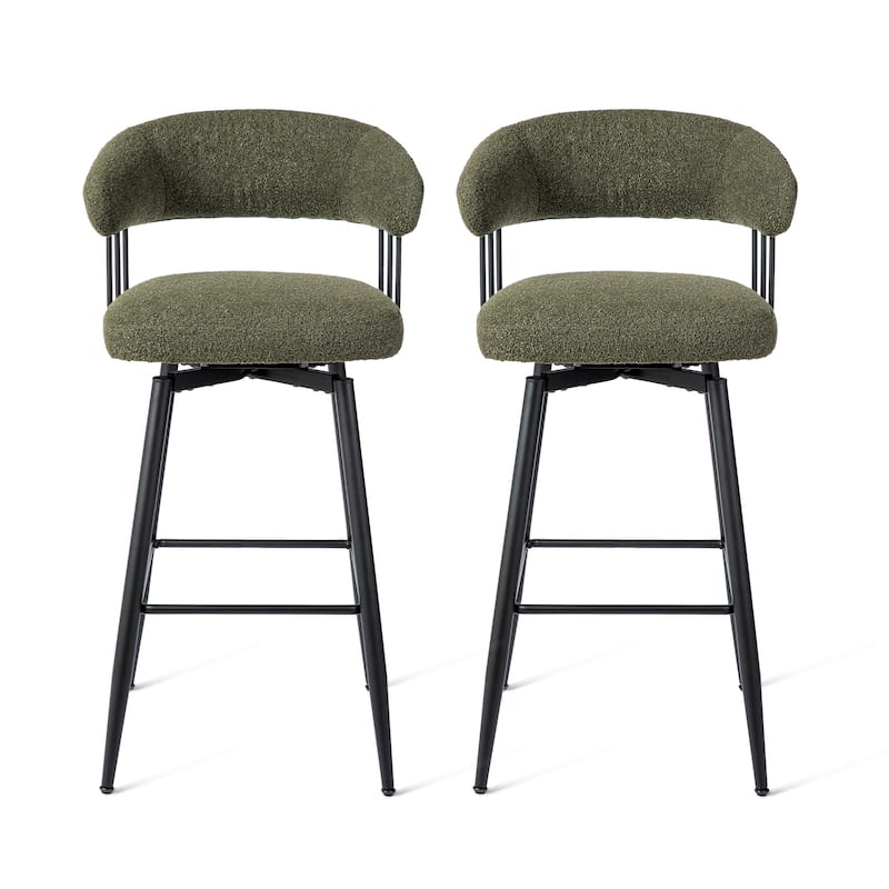 Glitzhome Set of 2 or 4 Modern Fabric Swivel High Bar Stool with Tapered Metal Legs