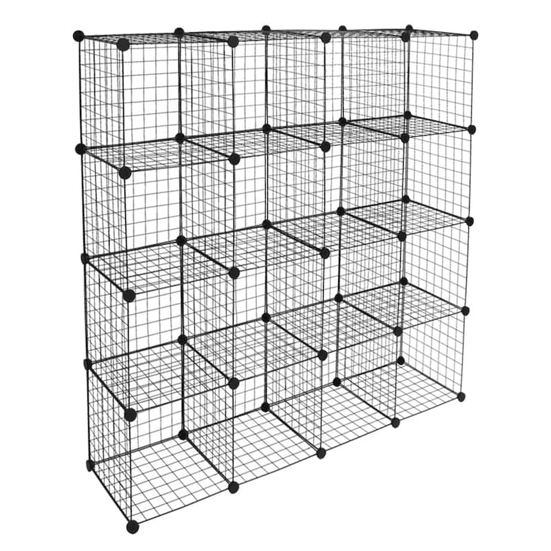 16/20-Cube Wire Grid Storage Shelves Multifunction Closet Organizer Bookcase