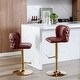 preview thumbnail 1 of 47, Modern PU Upholstered Bar Stools Set of 2, Adjustable Seat Height Swivel Bar Chair, Tufted Backrest Rivet Decorative Bar Stool Burgundy