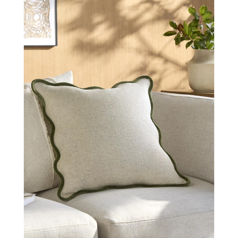 Becki Owens x Livabliss Caliza Modern Accent Pillow - Green/Beige - 18"L x 18"W - Cover Only