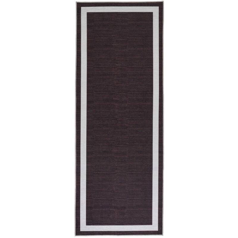 Machine Washable-Eco-Friendly Area Rug With Non-Slip Backing Everest Design - 2'2''x6' - Brown&Creme