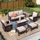 preview thumbnail 70 of 99, MAISON ARTS Extra-Large Patio Wicker Sofa Conversation Set with Coffee Table, Oversize Seat with 5.5'' Thick Padded Cushion 5 Seats + Table + 2 Ottoman - Beige