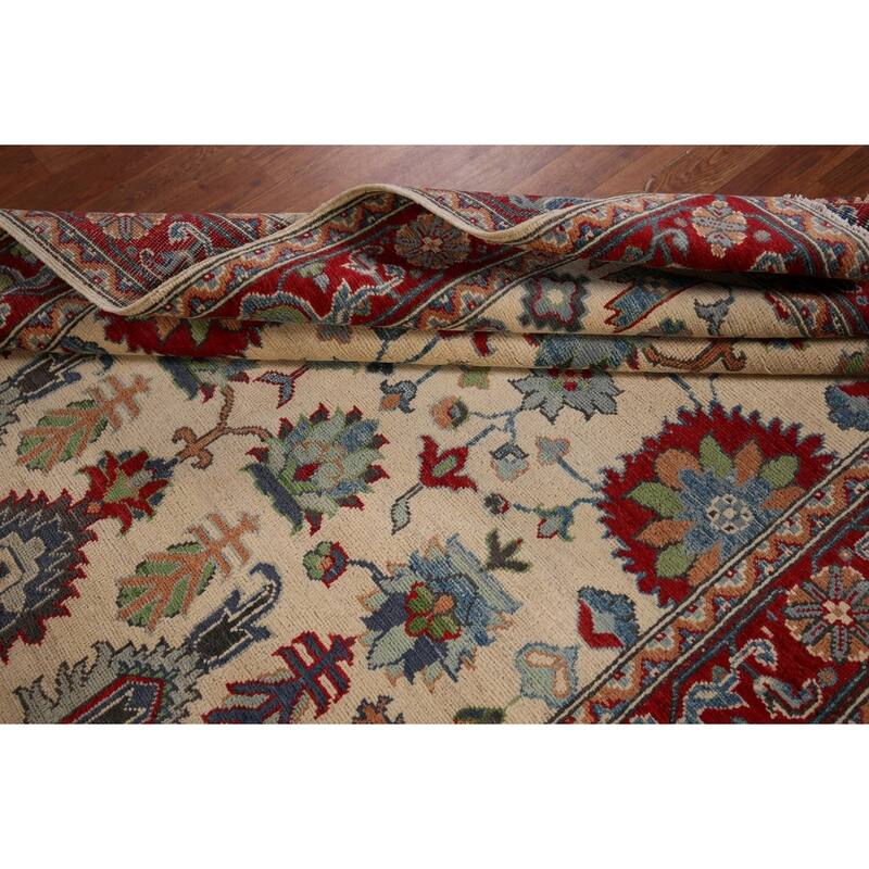 Geometric Kazak Area Rug Hand-Knotted Traditional Wool Carpet - 4'11" x 6'8"