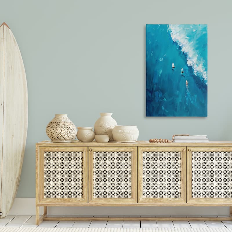 Stupell Aerial Surfers Approaching Wave Canvas Wall Art Design By LSR Design Studio