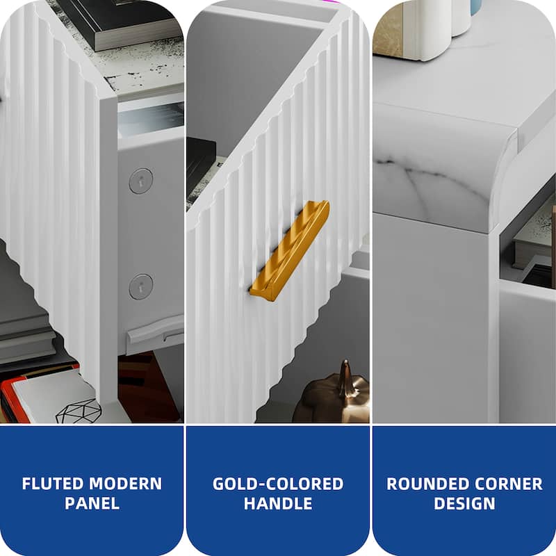 Moasis Fluted Dresser with 6 Drawers, 47" Wide Chest of Drawers with Metal Handle for Bedroom Storage Organizer