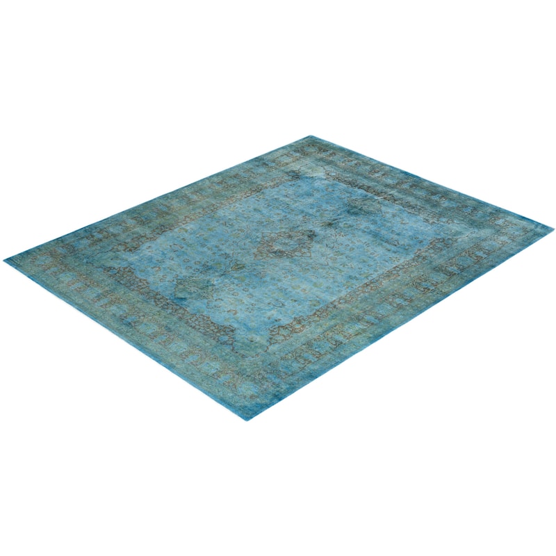 Fine Vibrance One-of-a-Kind Hand-Knotted Area Rug - Blue, 8' 1" x 10' 1" - 8' 1" x 10' 1"