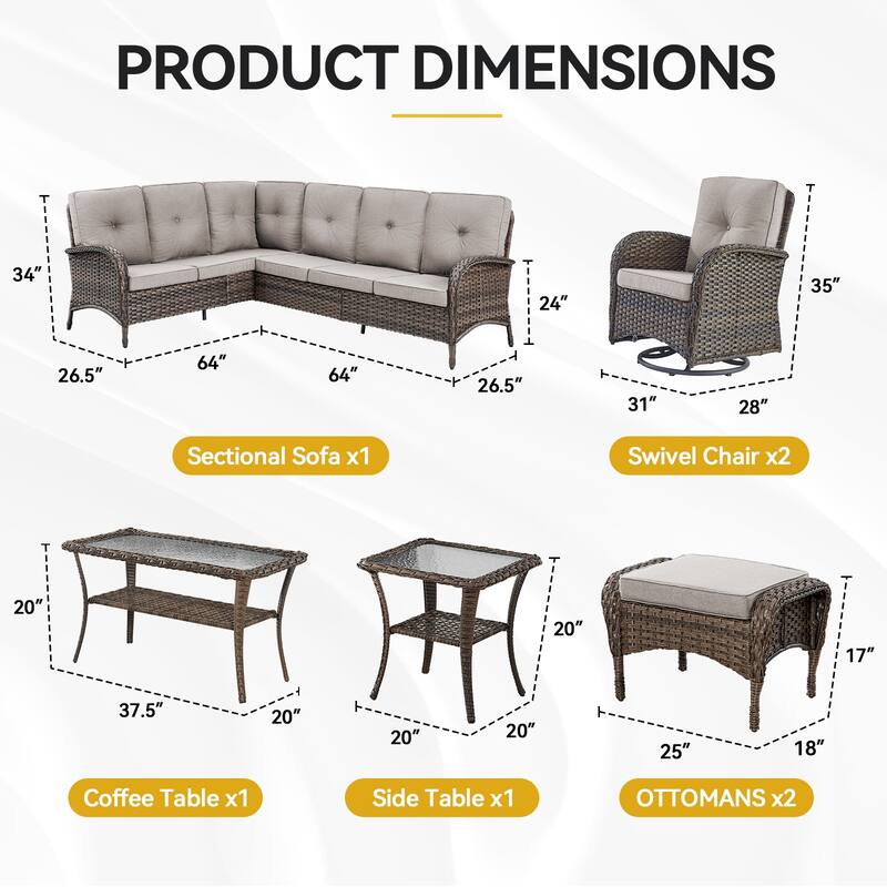 Outdoor Sectional Sofa with Chair Funiture Set