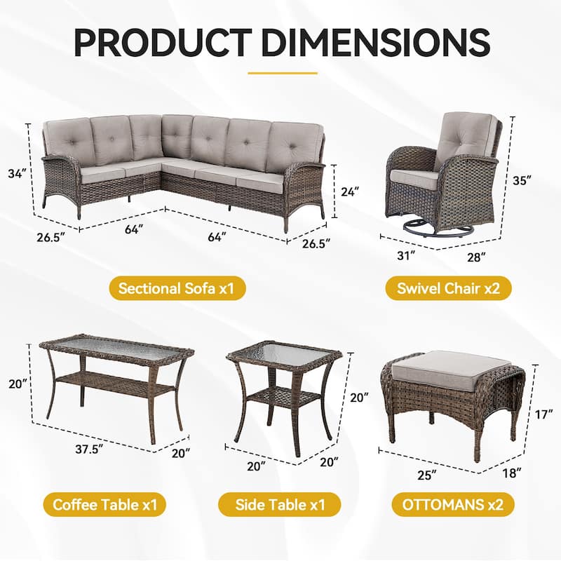 Outdoor Sectional Sofa with Cushion Funiture Set