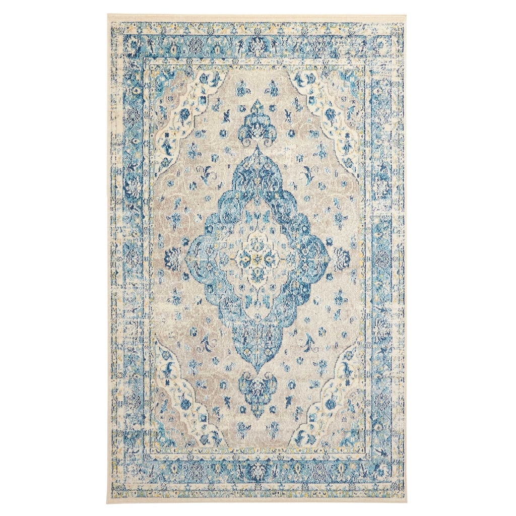 ECARPETGALLERY Machine Made Daria Blue Area Rug