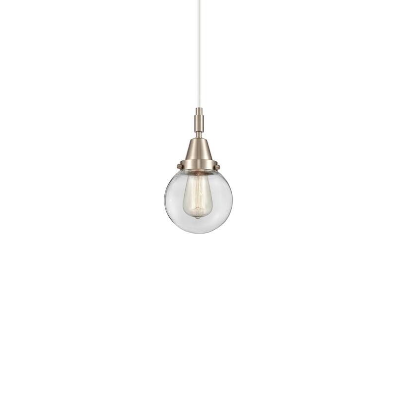 Innovations Lighting 447-1P-11-6 Beacon Pendant Beacon 6" Wide Mini - Brushed Satin Nickel / Clear