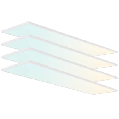 LUXRITE 1x4 FT. Slim Surface Mount Panel Light 5CCT Dimmable 3300/4400/5500 Lumens 30/40/50W Edge Lit 4 Pack