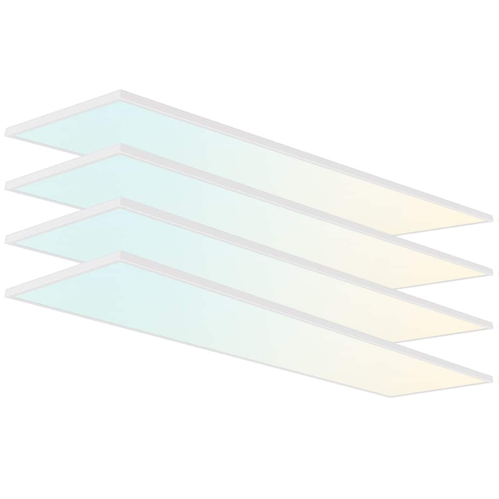 LUXRITE 1x4 FT. Slim Surface Mount Panel Light 5CCT Dimmable 3300/4400/5500 Lumens 30/40/50W Edge Lit 4 Pack
