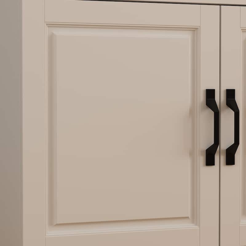 78.7"Modular White Curio Bookcase Cabinet w/Glass Doors Buffet Display