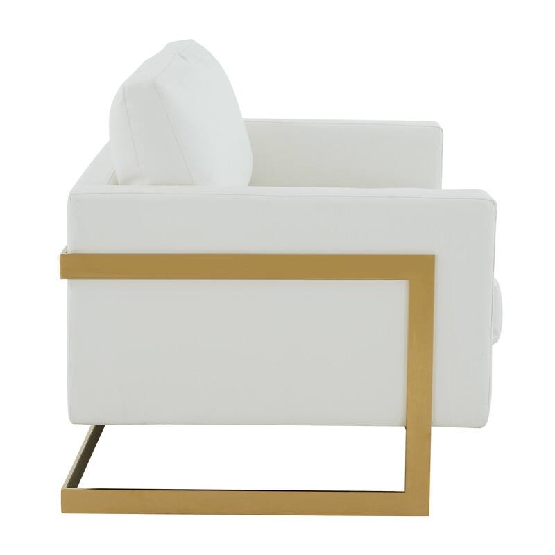 Lincoln Modern 2-Seater Leather Plush Cushion Loveseat in Metal Frame for Living Room Small Spaces Home Office