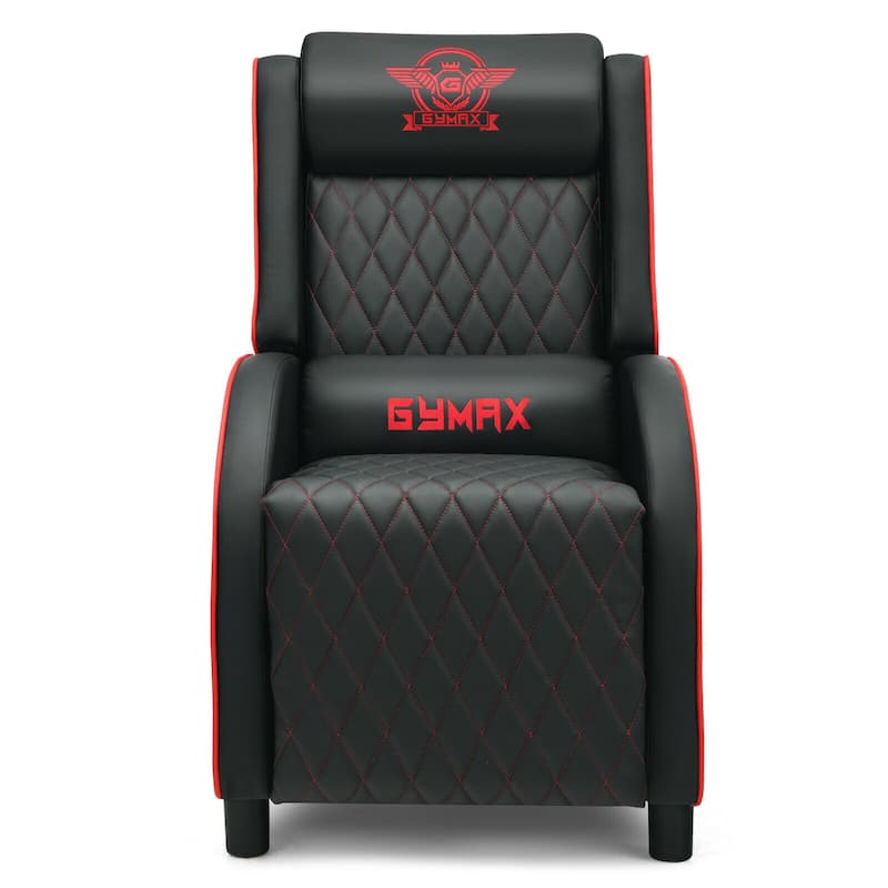 Gymax Massage Gaming Recliner Chair Leather Single Sofa Home Theater - 24.5'' x 35'' x 43''
