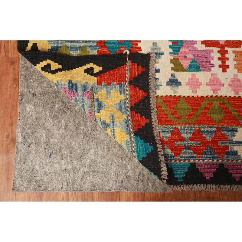 Kilim Oriental Rug Hand-Woven Multi-Color Wool Carpet - 8'3"x 9'7"