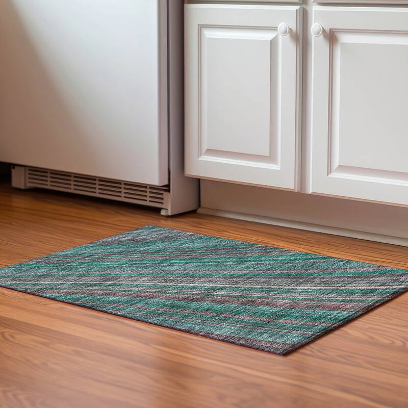 Premium Washable Super Soft Modern Flow Mayfield Rug - Emerald - 1'8" x 2'6"