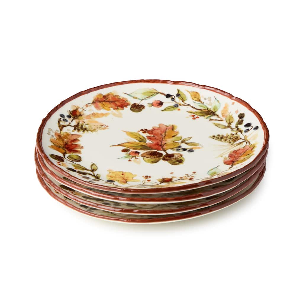 Certified International Autumn Meadows Set of 4 Salad Plates 8.75in - 8.75" W x 8.75" D x 0.75" H