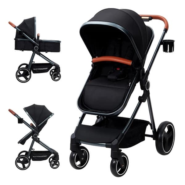 slide 2 of 25, Convertible Baby Stroller, 3 in 1 Reversible Bassinet Stroller for Newborn Black