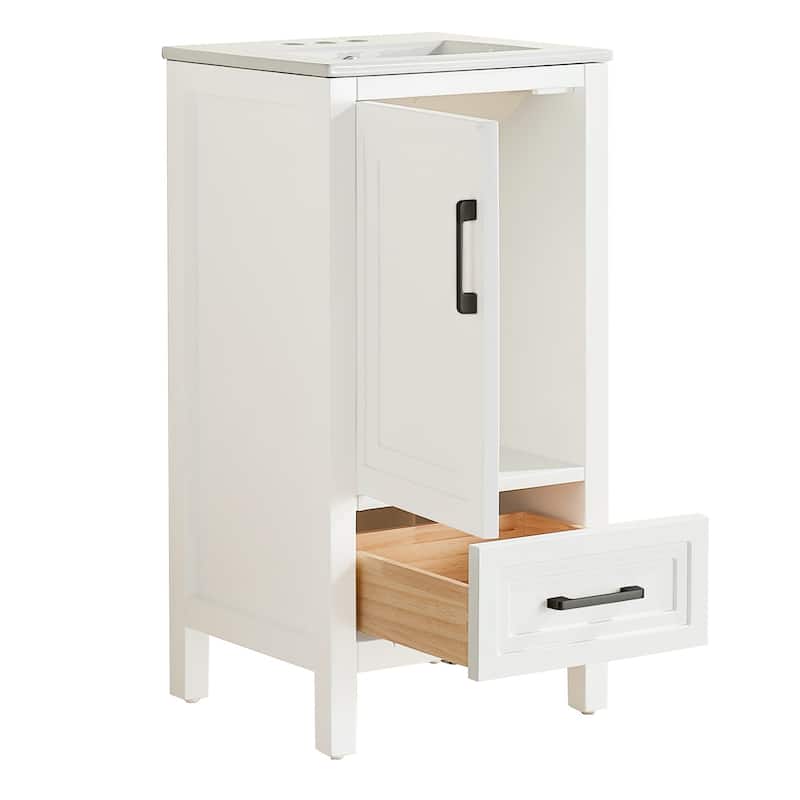 Fully Assembled 18" Freestanding Single Bathroom Vanity with Top