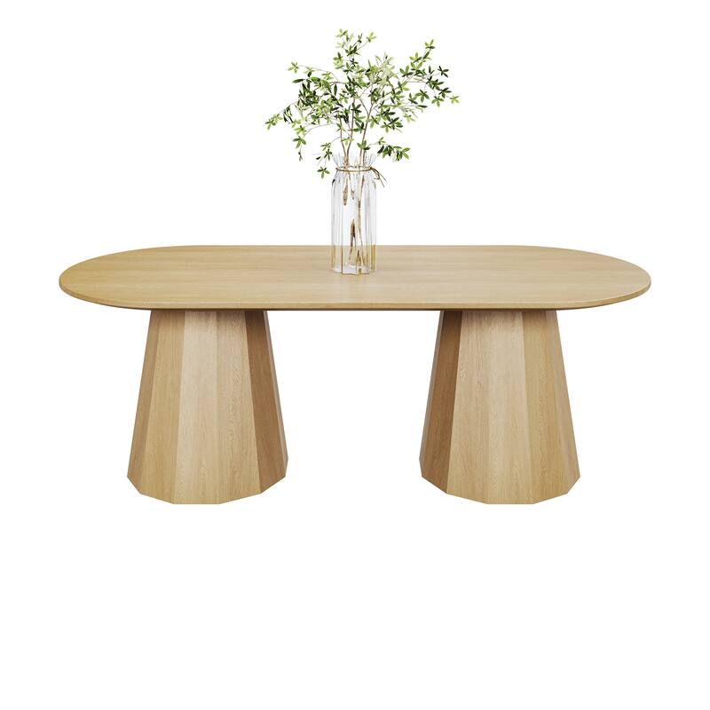 86" Double Pedestal Solid Wood Dining Table