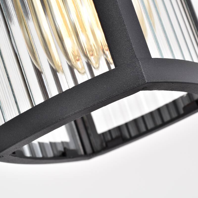 1-light Textured Black Outdoor Wall Lantern