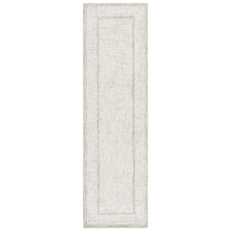 SAFAVIEH Handmade Pine Anjelien Modern Wool Rug - 2'3" x 8' Runner - Sage/Ivory