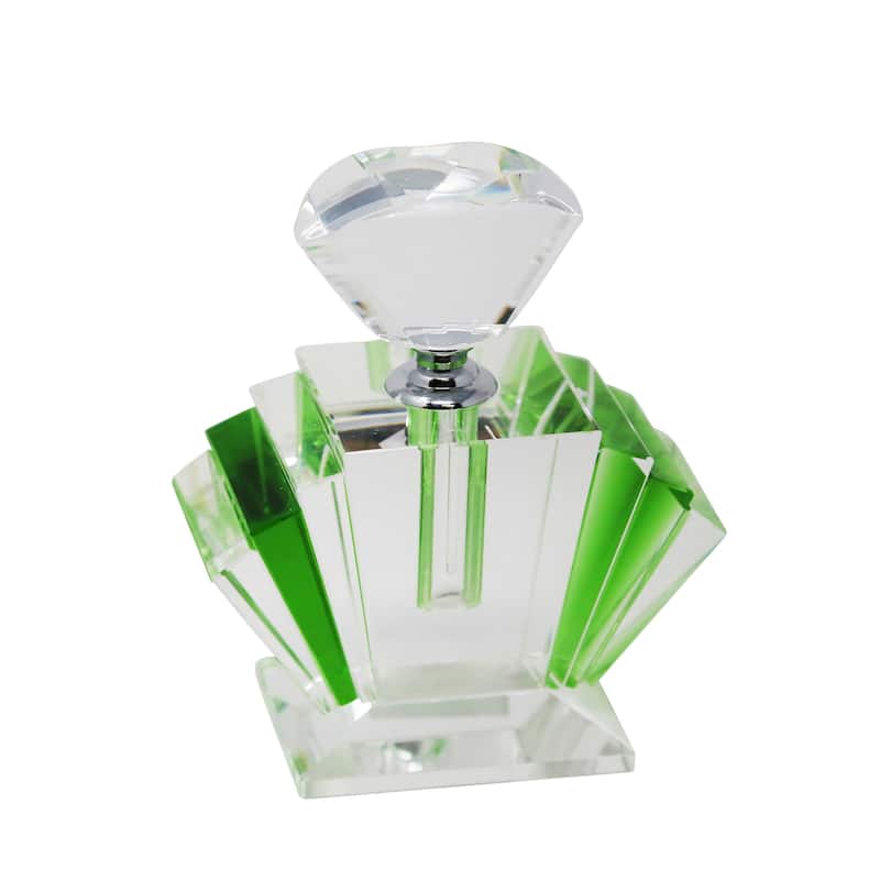 Sagebrook Home 4.75"H Green Crystal Perfume Bottle - 4.0" x 2.0" x 4.75" - 4.0" x 2.0" x 4.75" - Green