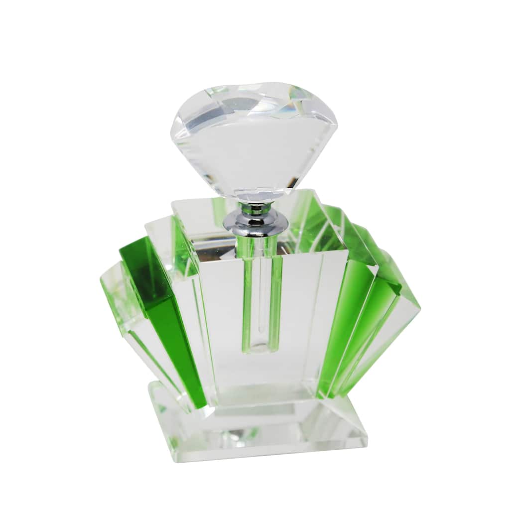 Sagebrook Home 4.75"H Green Crystal Perfume Bottle - 4.0" x 2.0" x 4.75"