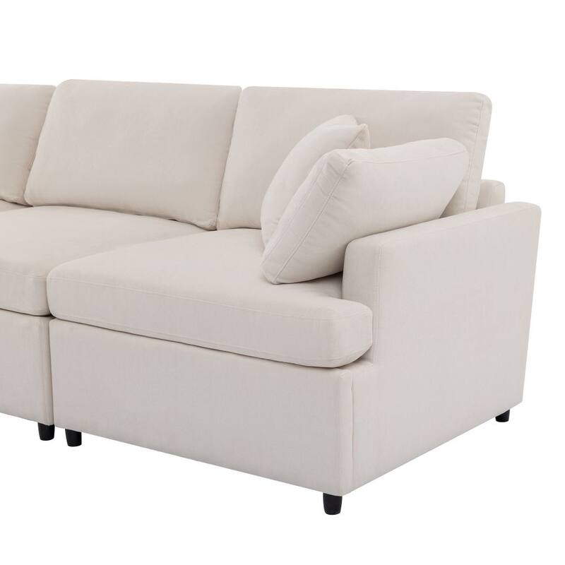 Modern Large U-Shape Sectional Sofa, with Removable Ottomans for Living Room