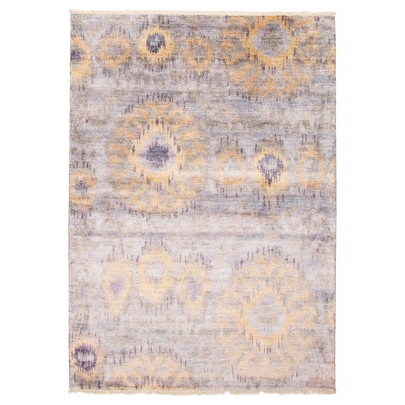 ECARPETGALLERY Hand-knotted Heritage Grey Silk Rug - 5'5 x 7'7 - Grey - 5'5 x 7'7