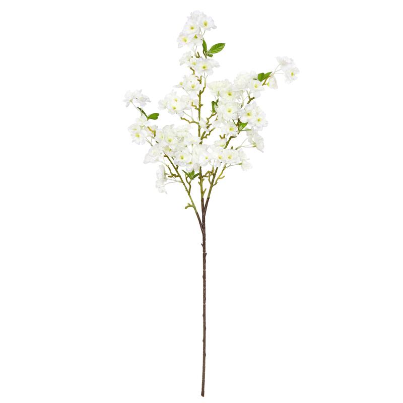 Set of 3 Cream White Artificial Spring Cherry Blossom Flower Stem Spray 40in - Cream White - 40" L x 10" W x 5" DP - Cream White - 40" L x 10" W x 5" DP