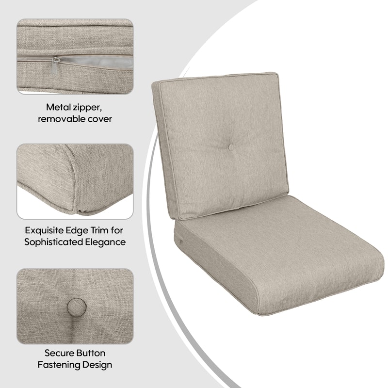 2 Pcs Set High Back Patio Chair Cushions, Tufted Rocking Chair Cushions, Adirondack Cushions