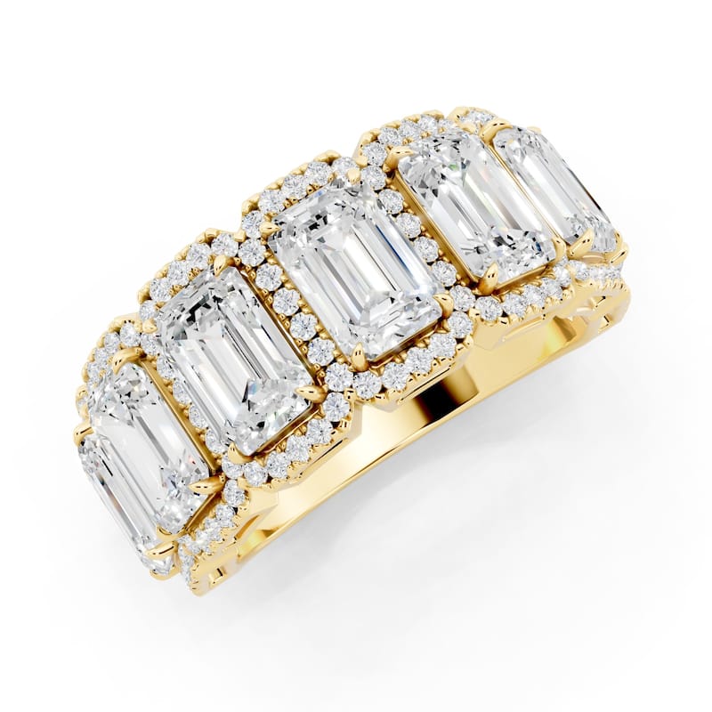 Auriya 14k Gold 5 1/3ctw Emerald Lab Grown Diamond Anniversary Ring (E-F VS)